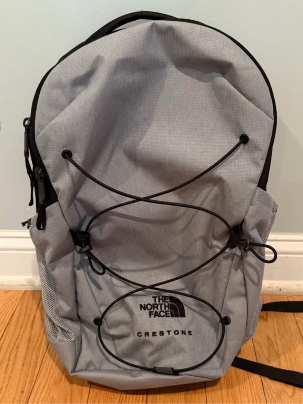 The North Face Crestone Hiking Travel School Backpack Signature Gray Black NWOT
